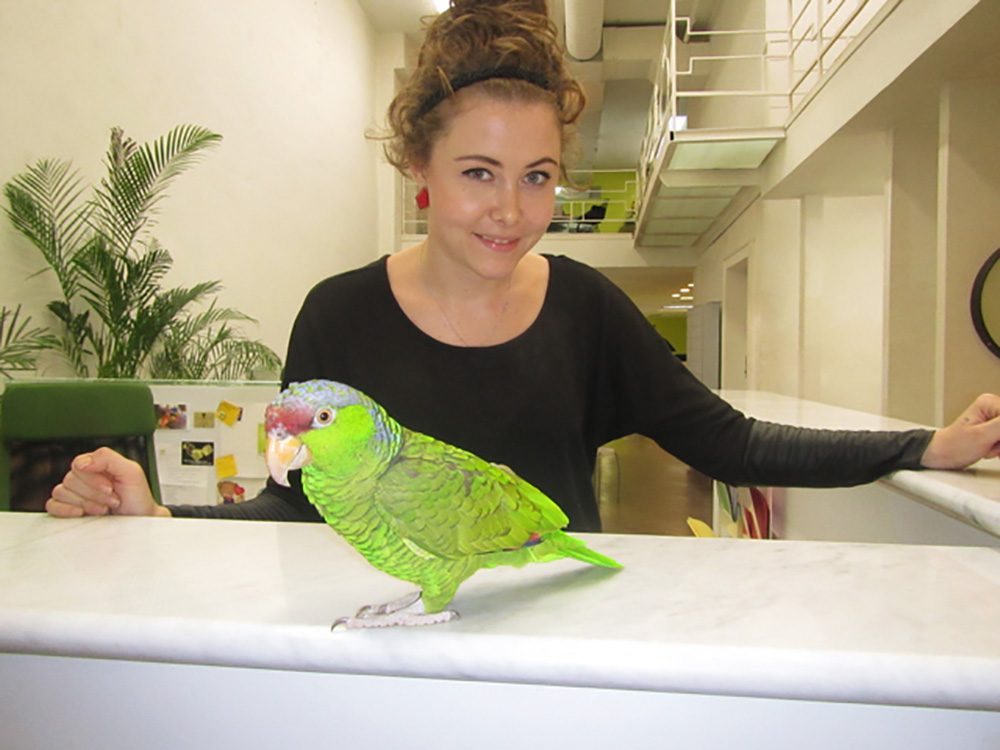 Tini and Chelsea at the front desk