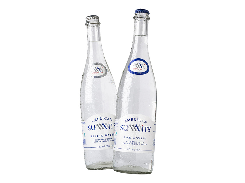 American Summits mineral and sparkling water bottle labels