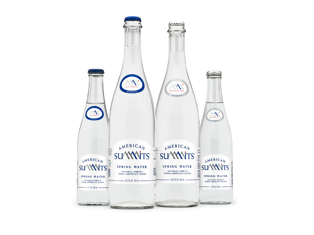 American Summits mineral and sparkling water bottle labels
