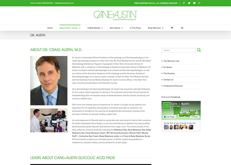 Cane+Austin about page design and development