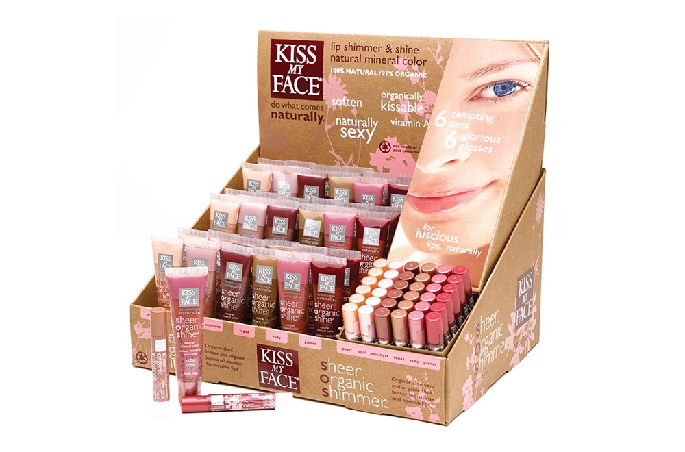 Kiss My Face Sheer Organic Lip Shimmers & Shines Counter Display is a natural beauty.