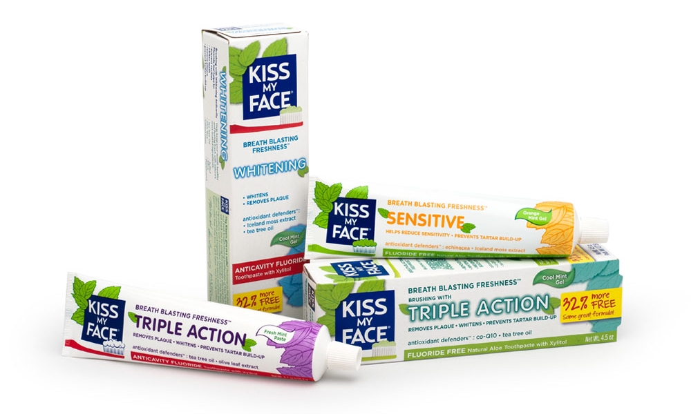 Kiss My Face Toothpaste Tubes and Cartons