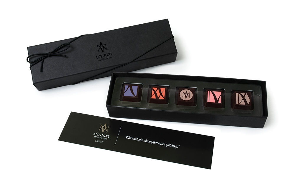 Anthony Melchiorri signature chocolates and custom box packaging