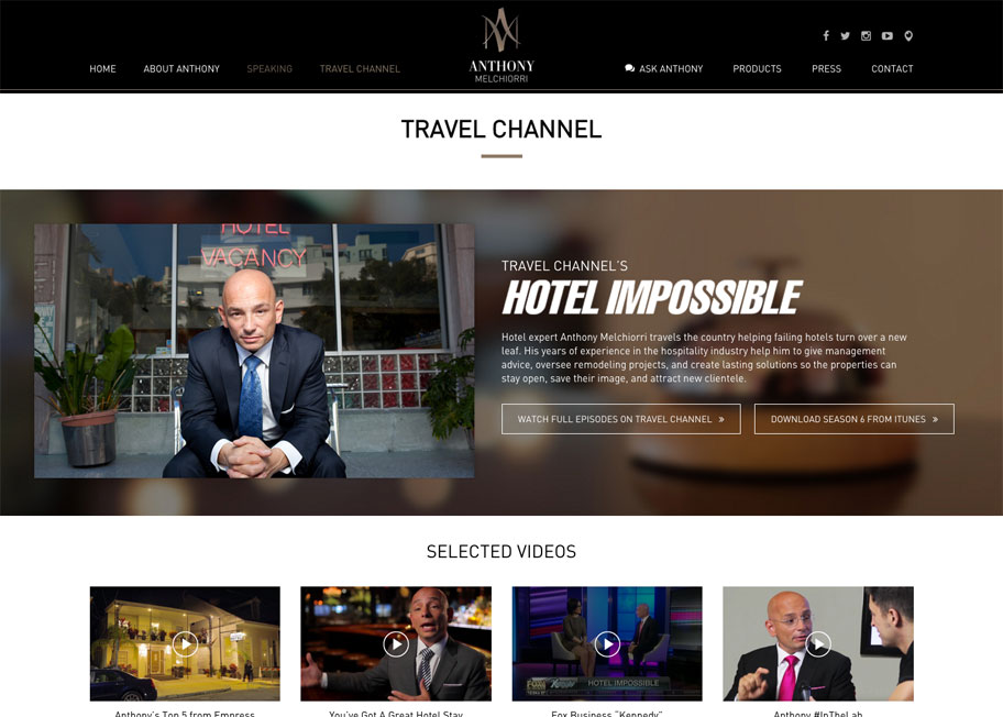 Anthony Melchiorri Travel Channel Page